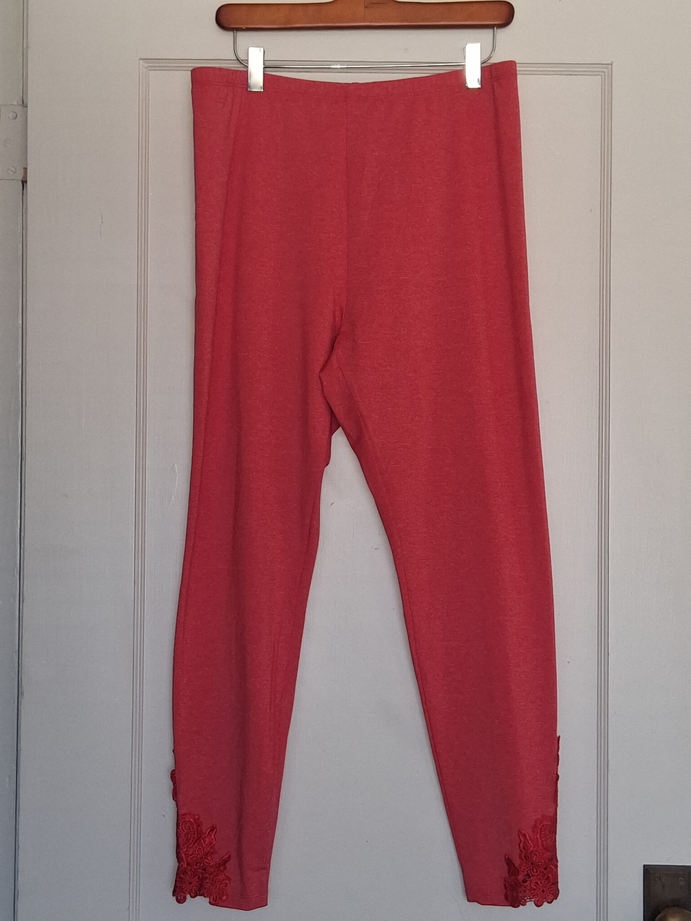 Women's Red Leggings with Lace Hem - Unbranded - Picture 2 of 6